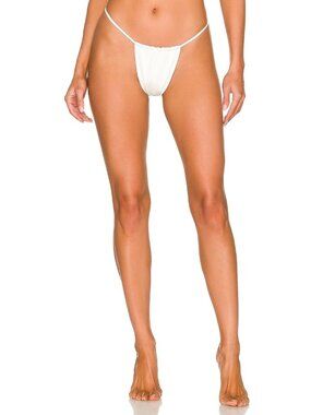 AEXAE Gathered Bikini Bottoms in Chalk Small New Womens Swimsuit